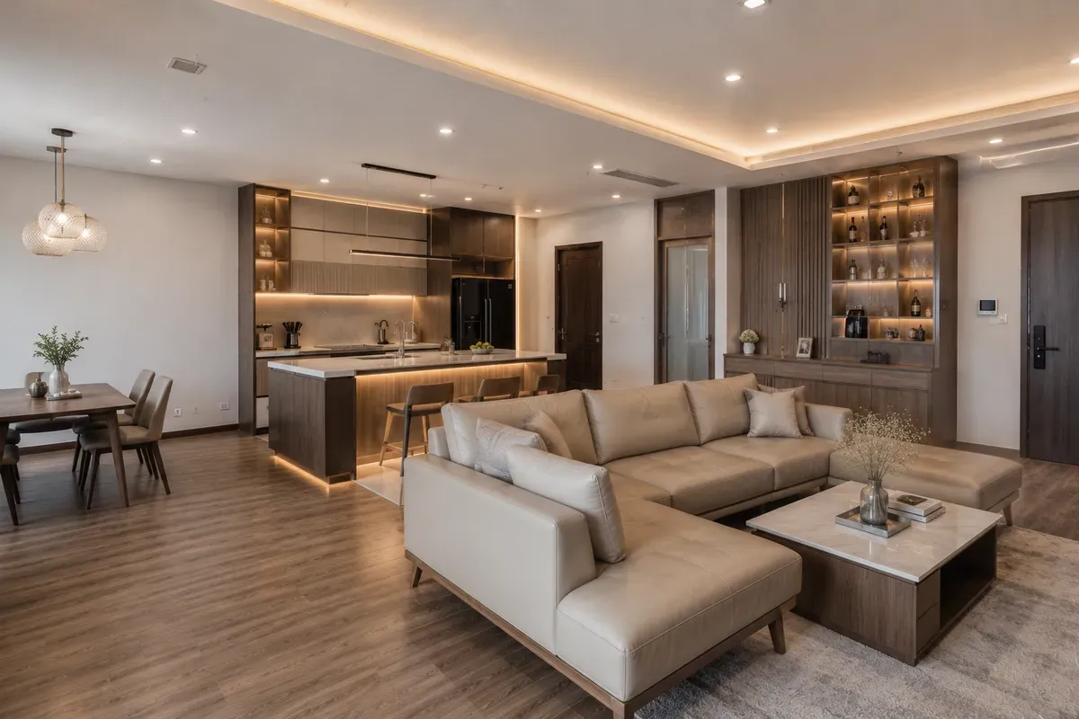Bố trí nội thất khoa học giúp tối ưu diện tích và tăng tính kết nối.