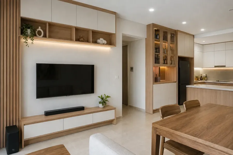 Các hạng mục nội thất được hoàn thiện đồng bộ trong không gian nhà ở.
