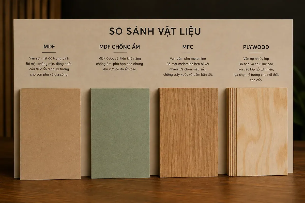 So sánh các loại cốt gỗ công nghiệp