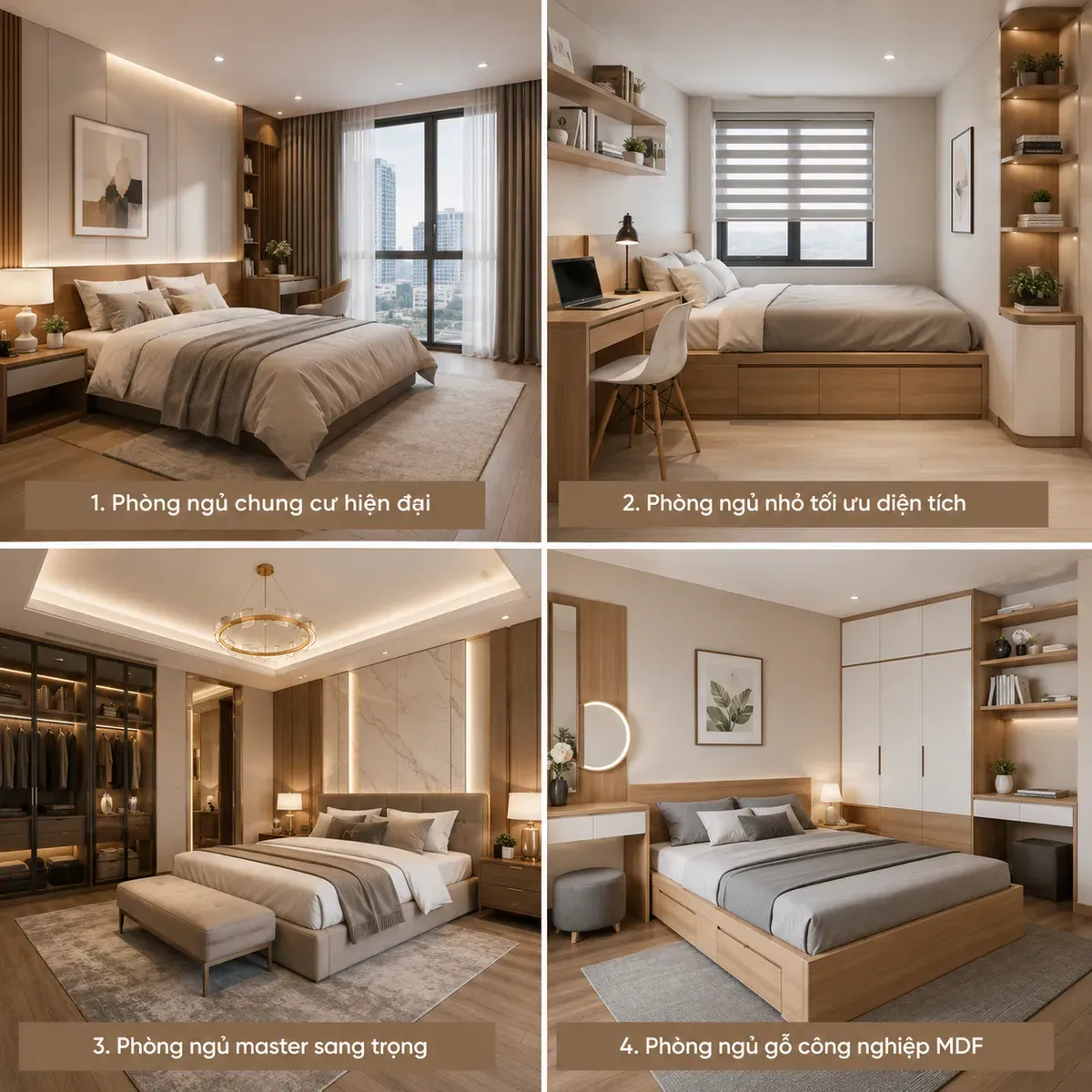 Các mẫu nội thất phòng ngủ được thiết kế đa dạng nhằm đáp ứng nhu cầu sử dụng và diện tích không gian khác nhau