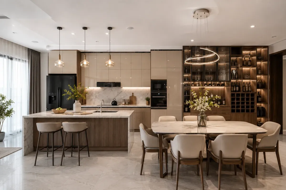 Phòng bếp thực tế sau khi hoàn thiện