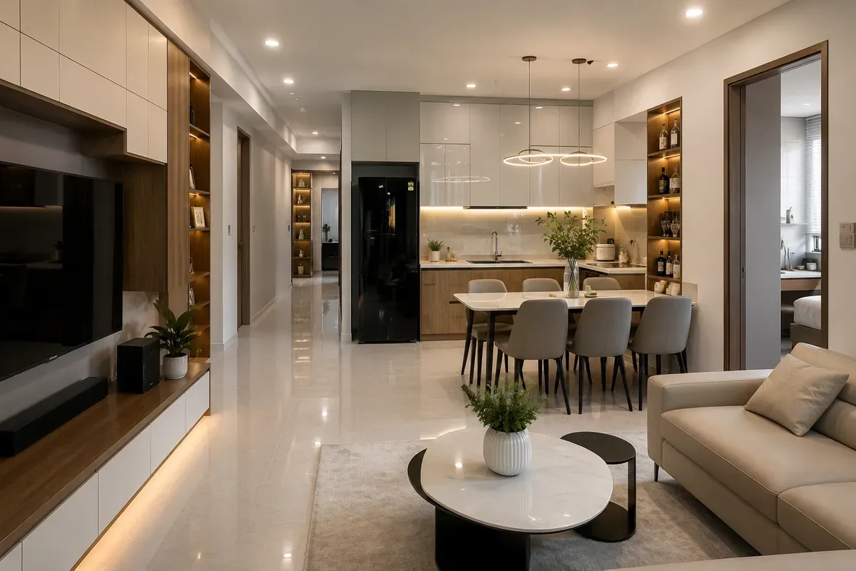 Dự án thi công nội thất căn hộ 3PN hoàn thiện thực tế bởi Bảo Nam.