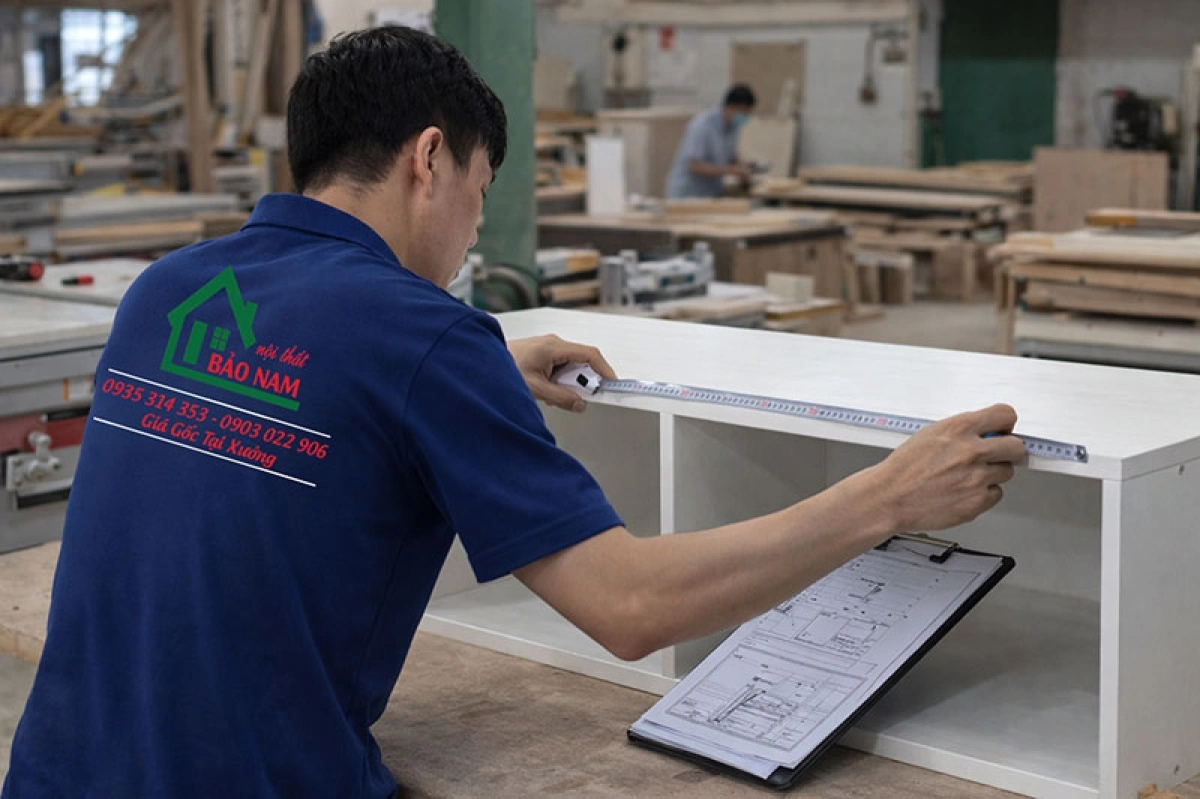 Đo đạc và sản xuất nội thất theo kích thước thực tế tại xưởng