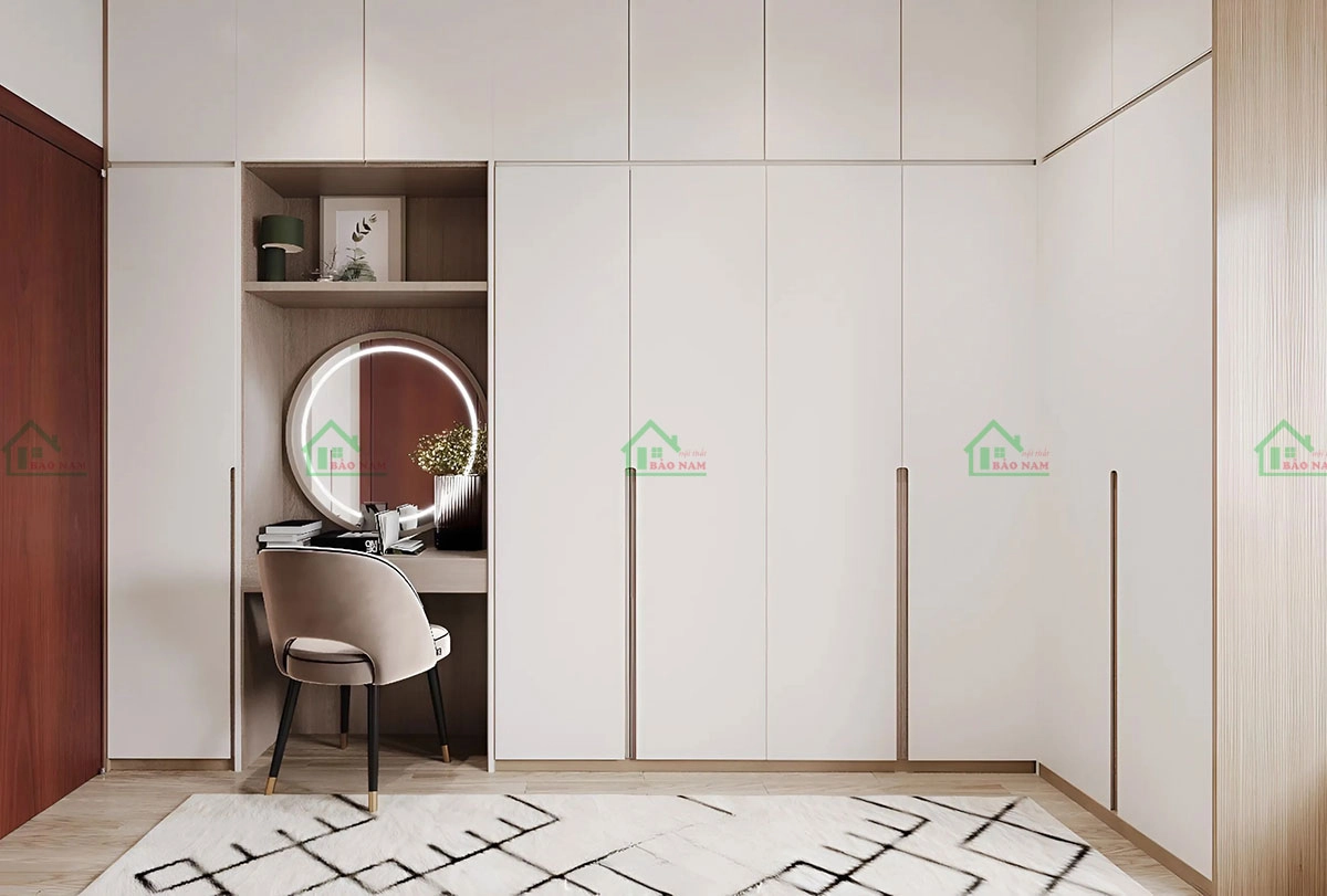 Tủ quần áo làm từ gỗ công nghiệp MDF chất lượng cao, bền đẹp và dễ vệ sinh, đáp ứng nhu cầu lưu trữ của người dùng