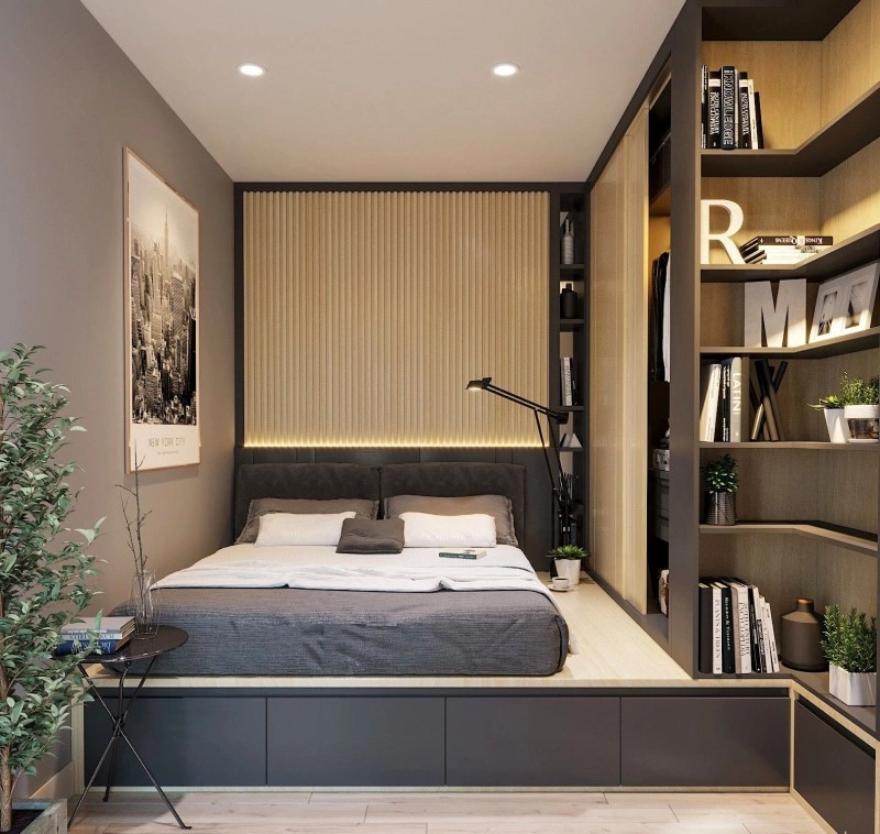 Thiết kế độc đáo: Giường giật cấp tạo không gian tối ưu