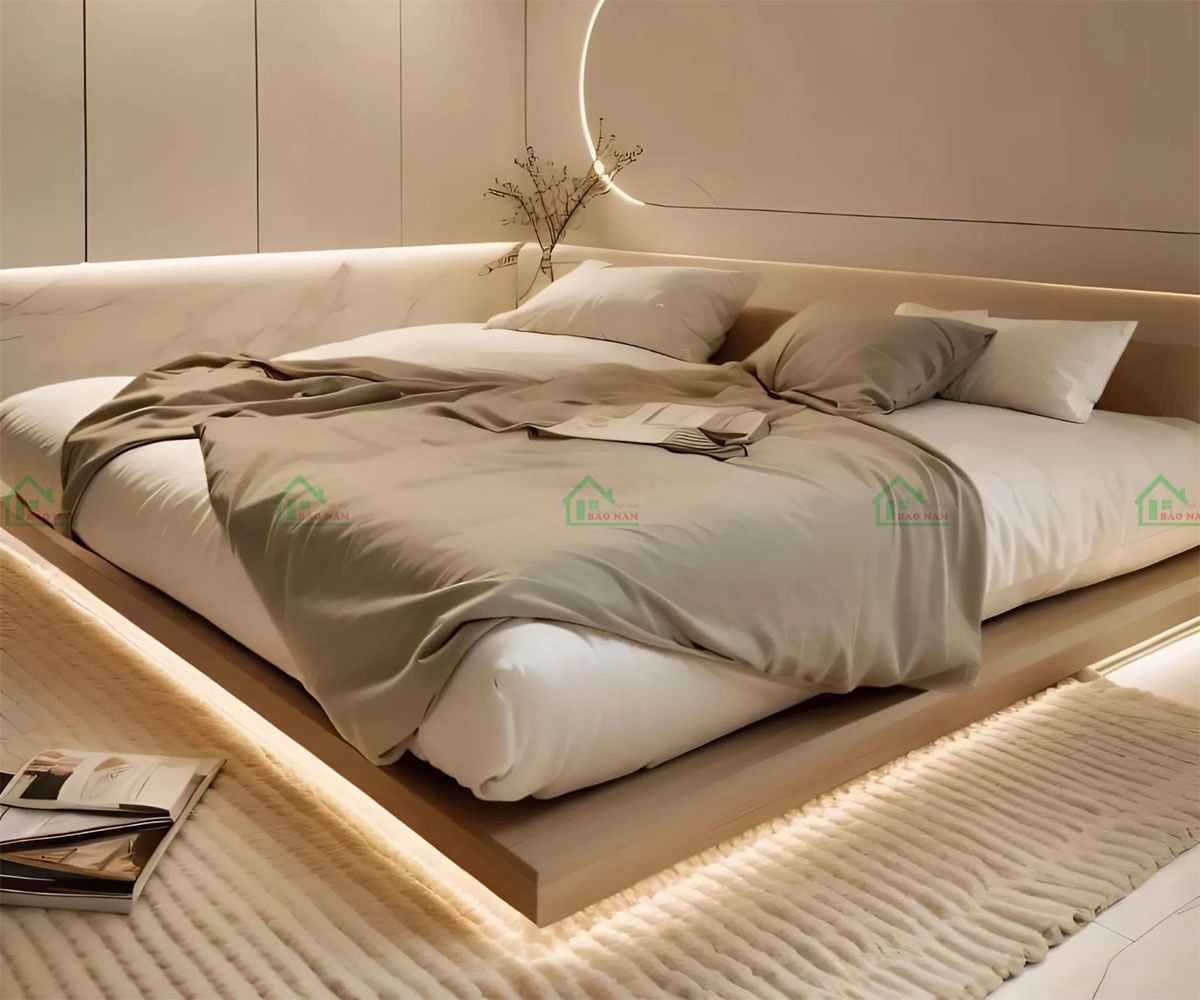 Giường ngủ gỗ công nghiệp phong cách Hàn Quốc thanh lịch, tinh tế