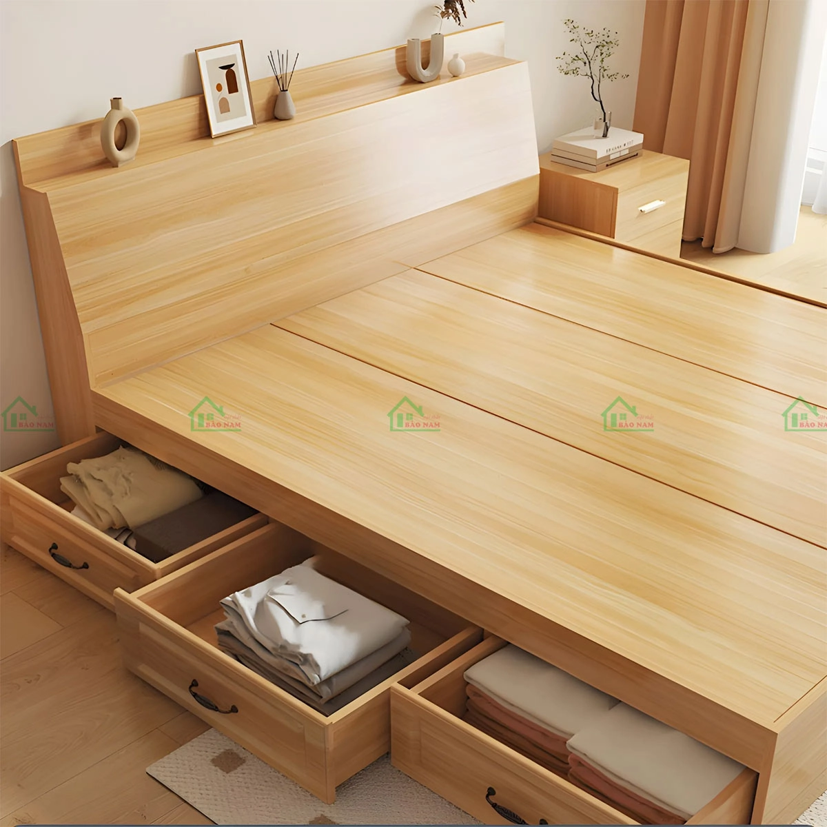 Giường ngủ có ngăn kéo lưu trữ tiện lợi, thông minh