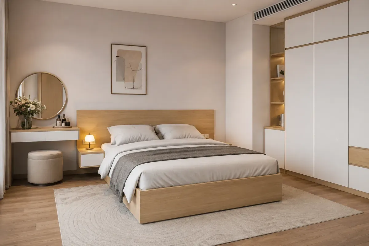 Giường MDF phủ Melamine có thiết kế đa dạng màu sắc, phù hợp nhiều phong cách phòng ngủ