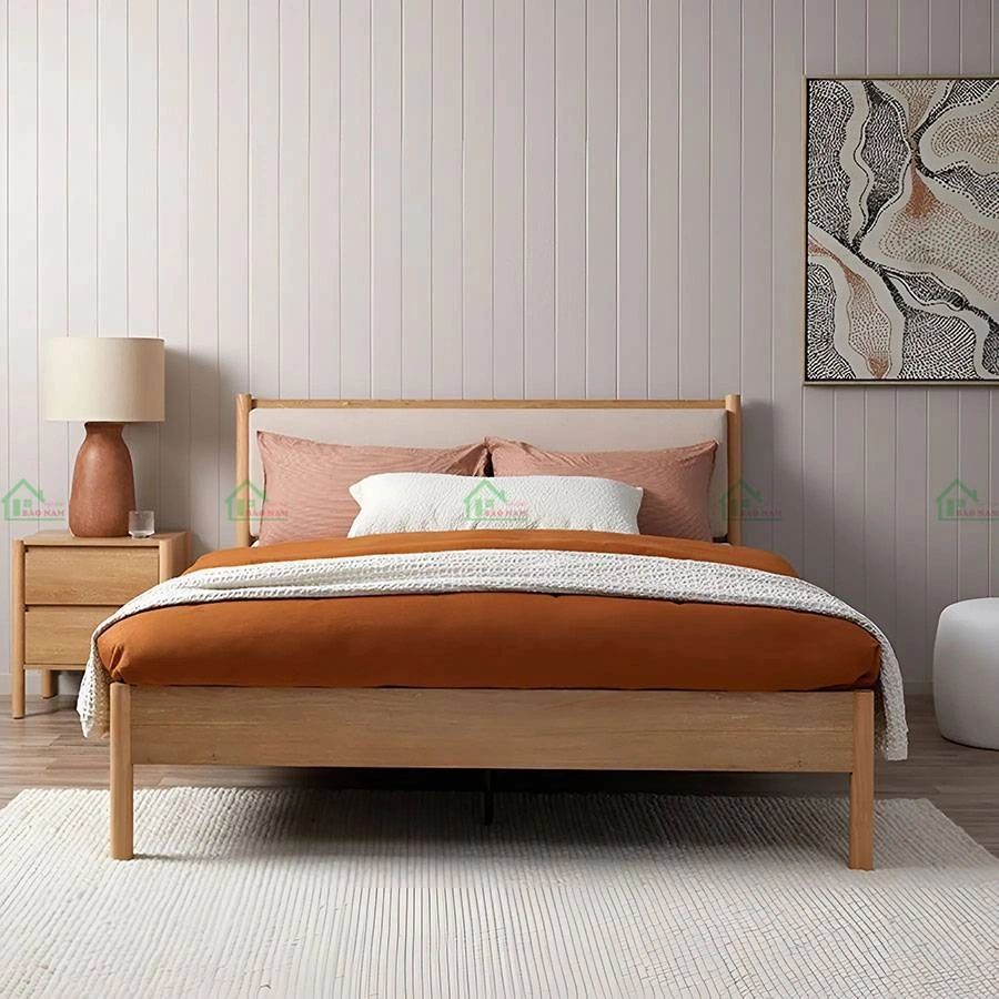Giường gỗ tự nhiên sồi GTN38 thiết kế hiện đại sang trọng