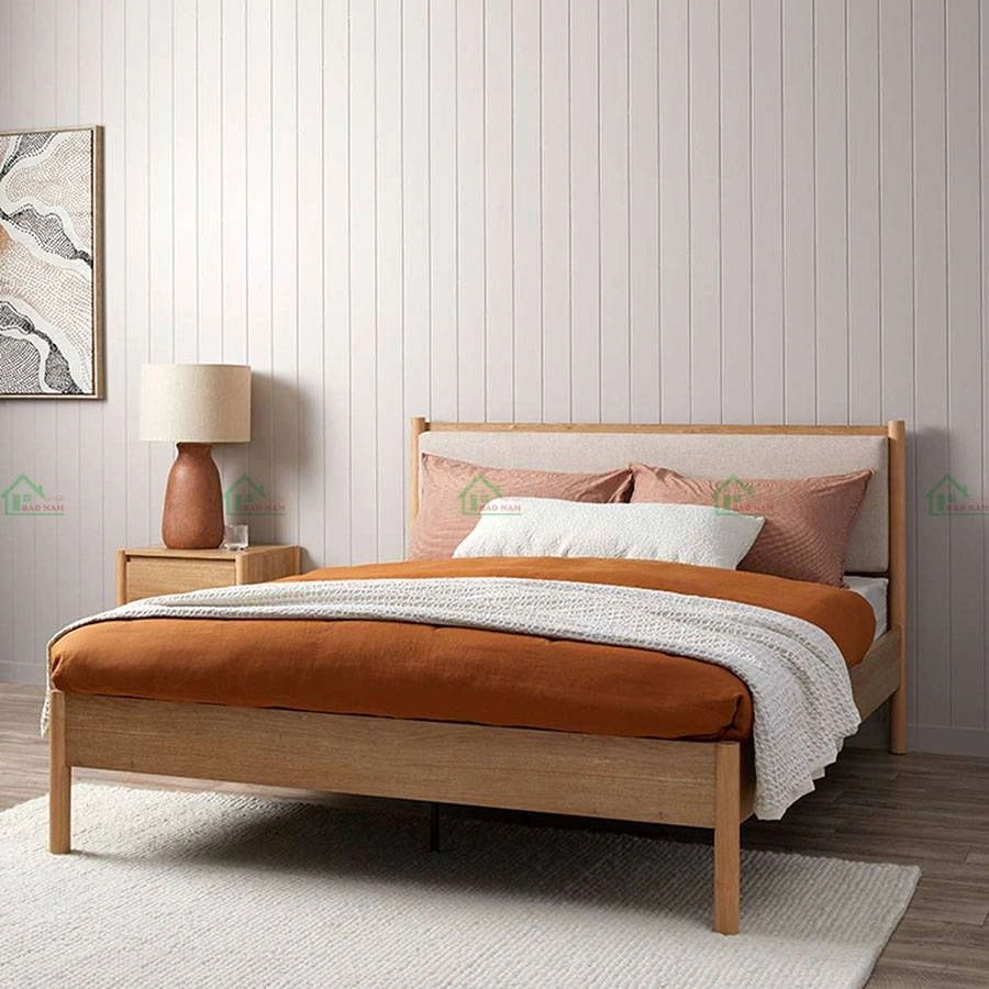 Giường gỗ sồi tự nhiên GTN38 phong cách tối giản hiện đại