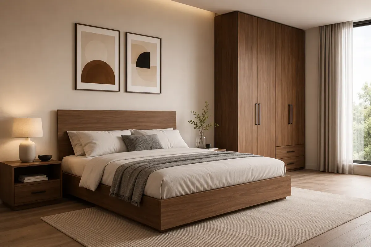 Mẫu giường MDF phủ Melamine với bề mặt đẹp, dễ vệ sinh và phù hợp nhiều phong cách