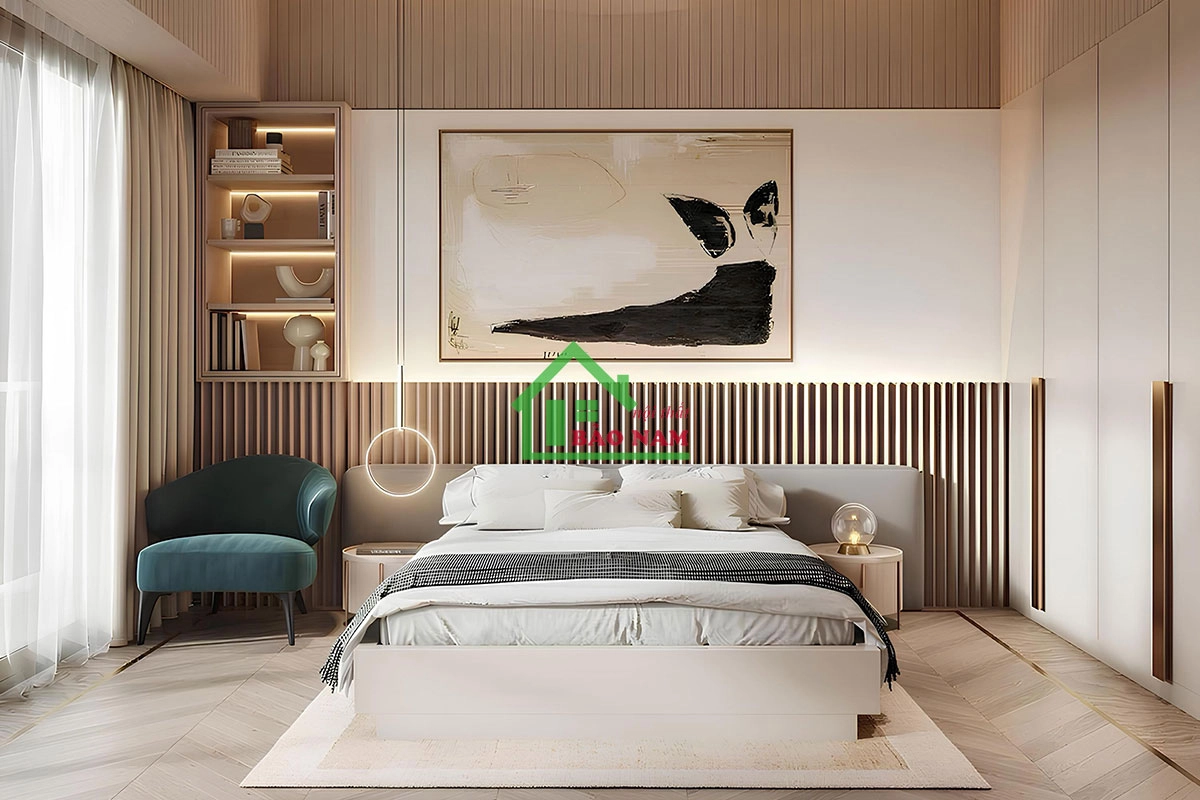 Mẫu giường phong cách hiện đại gam màu trắng thanh lịch