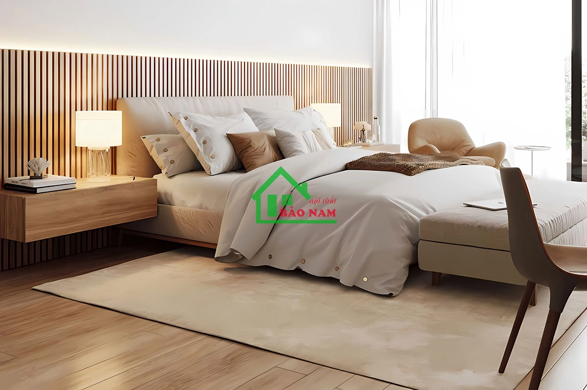 Giường ngủ thiết kế từ gỗ công nghiệp hiện đại