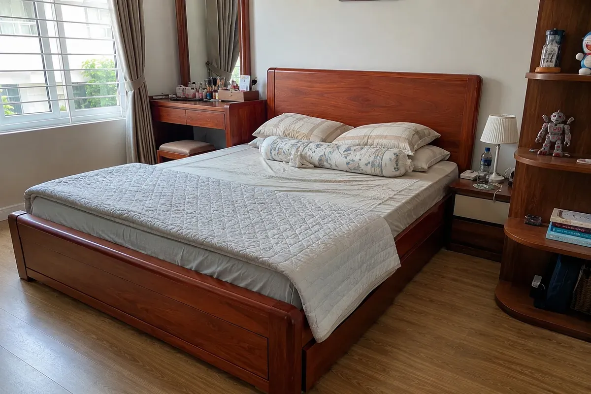 Giường Ngủ Gỗ Căm Xe Đẹp, Chắc Chắn, Đóng Theo Yêu Cầu