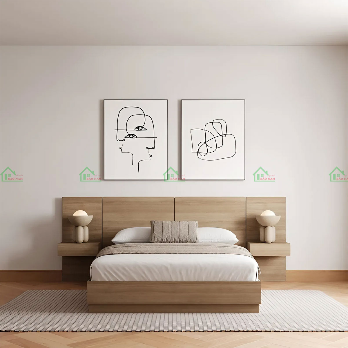 Giường ngủ GN3 có thể đặt sản xuất theo kích thước, phù hợp với không gian và nhu cầu sử dụng của khách hàng.