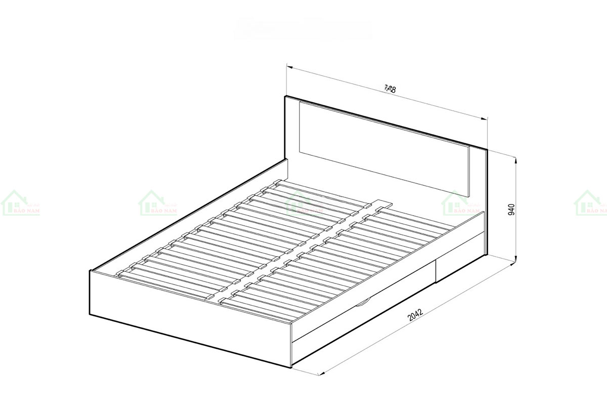 Giường GN47 thiết kế có ngăn kéo bên hông giường, tạo thêm không gian lưu trữ, giúp bạn sắp xếp đồ đạc gọn gàng, ngăn nắp.