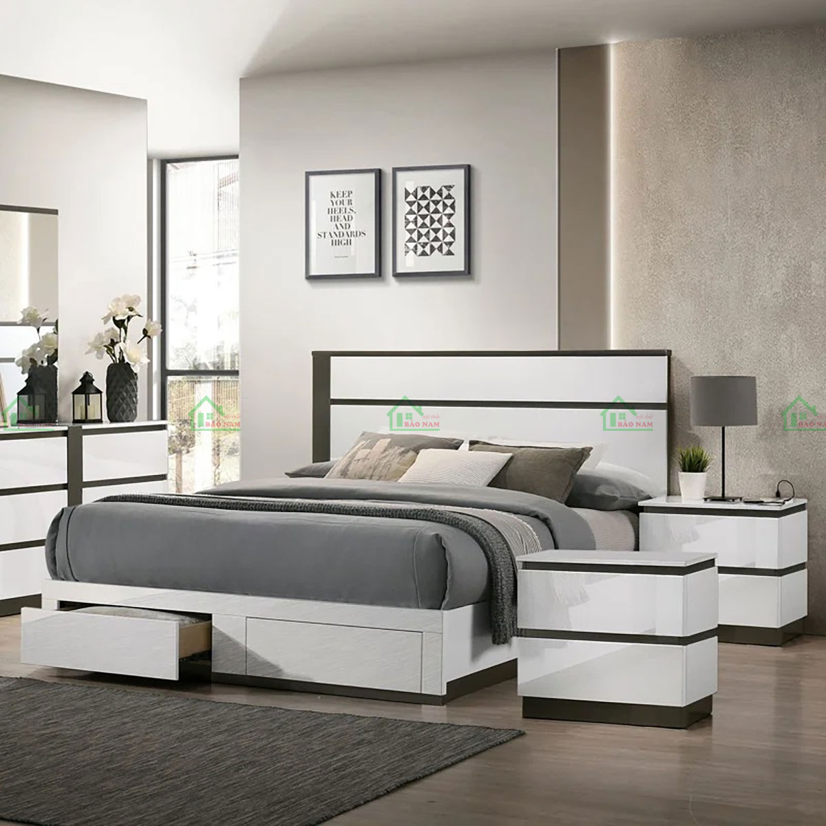 Giường Ngủ Gỗ MDF Đẹp Hiện Đại GN42