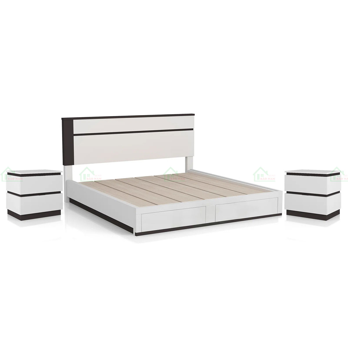 Đầu giường được thiết kế với 2 tab giường 2 bên, mang lại sự cân bằng và đẹp mắt cho tổng thể.