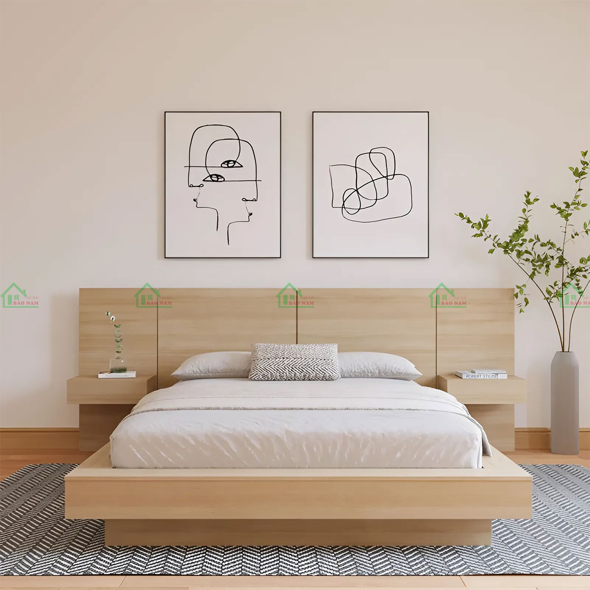 Giường Ngủ Gỗ MDF Giá Rẻ GN39
