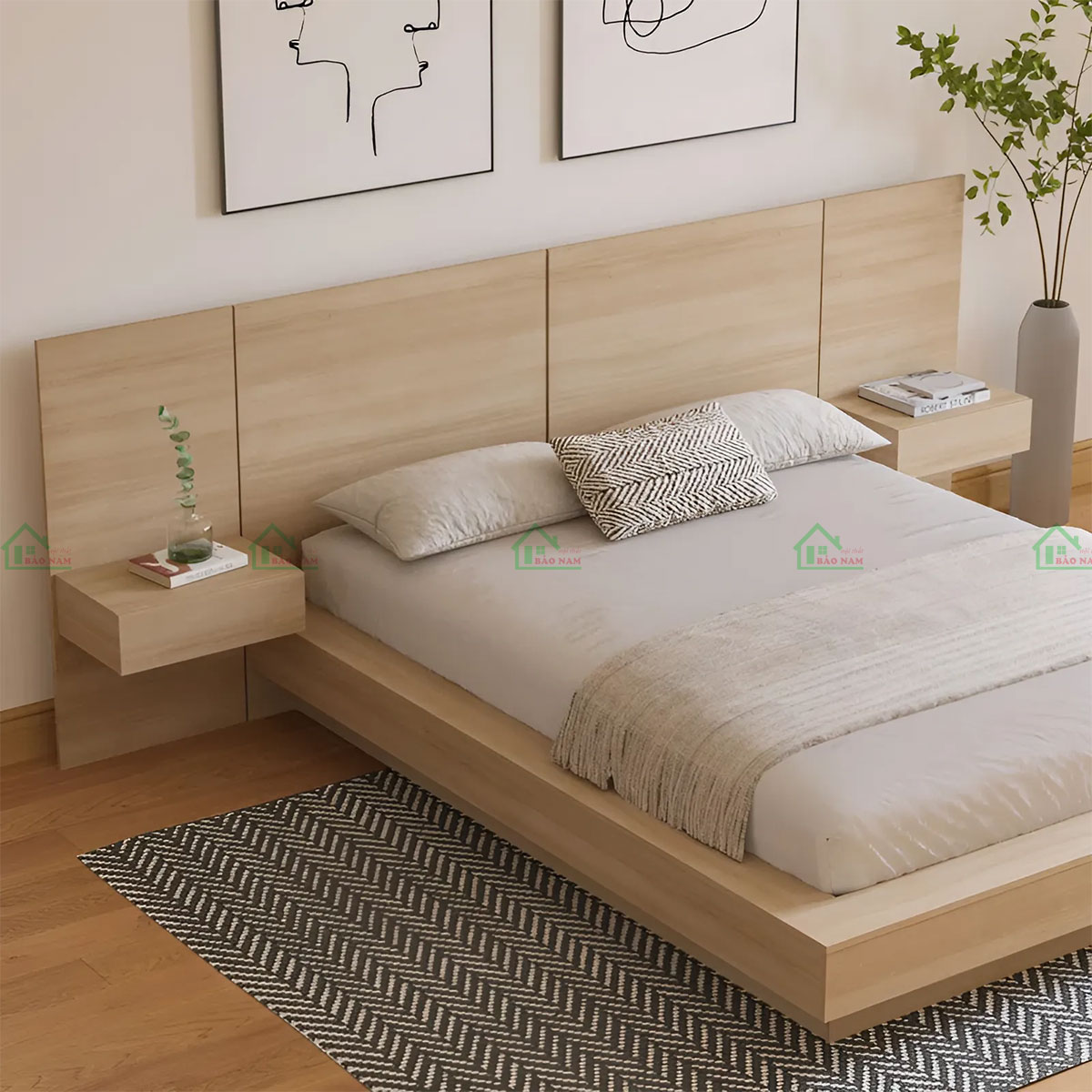 Giường GN39 có thiết kế hiện đại, với đường nét đơn giản nhưng không kém phần tinh tế.