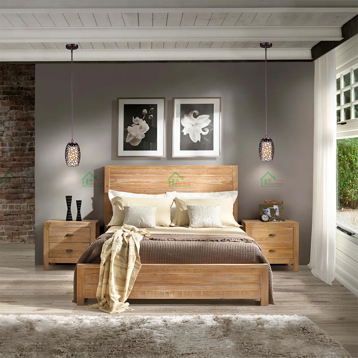 Giường Ngủ Gỗ Tự Nhiên Đẹp GTN37 