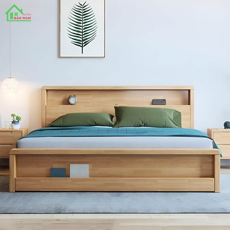 Giường ngủ gỗ tự nhiên sồi đẹp