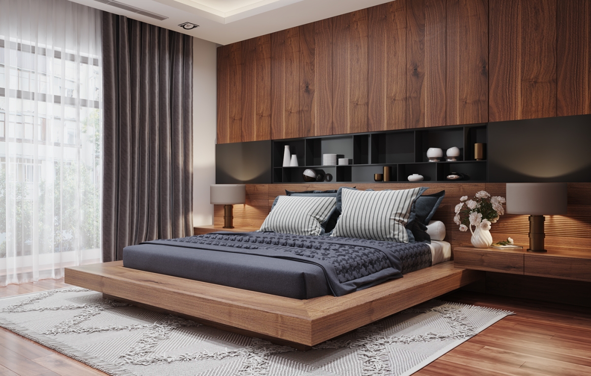 Giường ngủ gỗ tự nhiên hiện đại GTN3