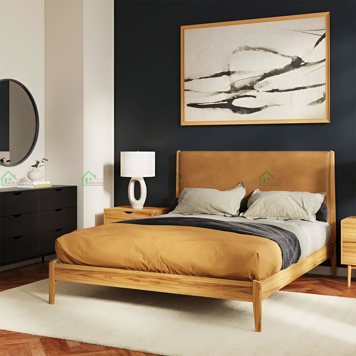 Vẻ đẹp tự nhiên của gỗ kết hợp với thiết kế hiện đại, tạo nên một sản phẩm đẹp mắt, tăng giá trị thẩm mỹ cho không gian phòng ngủ.