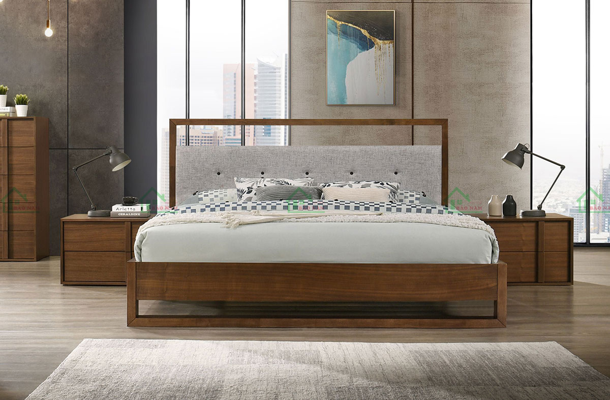 Mẫu Giường Ngủ Gỗ Tự Nhiên Hiện Đại GTN18