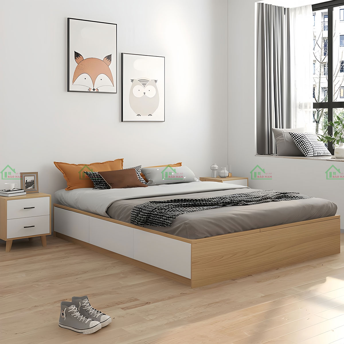 Giường Ngủ Không Đầu Giường Đẹp GN51