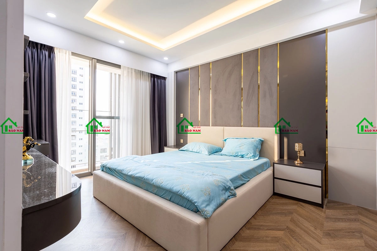Giường ngủ MDF bọc vải cao cấp