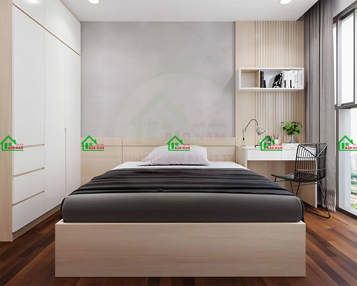 Bộ giường tủ phòng ngủ kết hợp bàn phấn gỗ MDF hiện đại