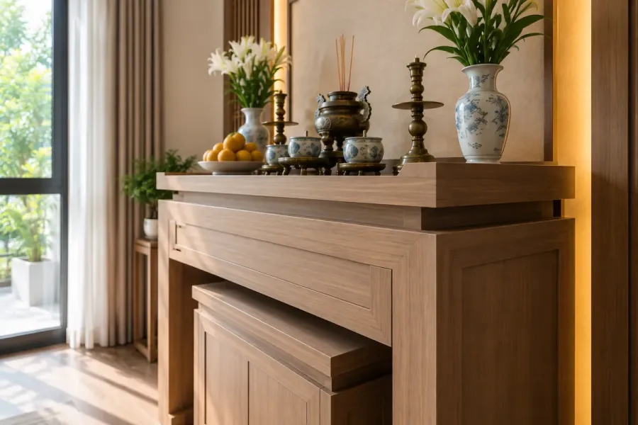 Góc nhìn ngang làm rõ cách các mảng Melamine được tổ chức gọn trên PT-18.