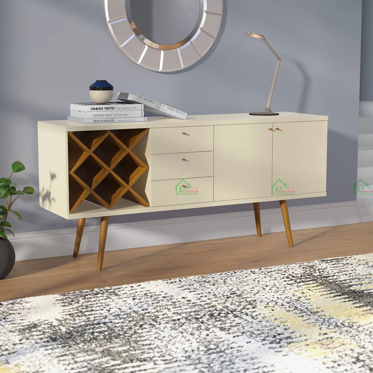 Kệ tivi phòng khách PK53 có thiết kế hiện đại đẹp, tinh tế và sang trọng phù hợp với nhiều phong cách nội thất.