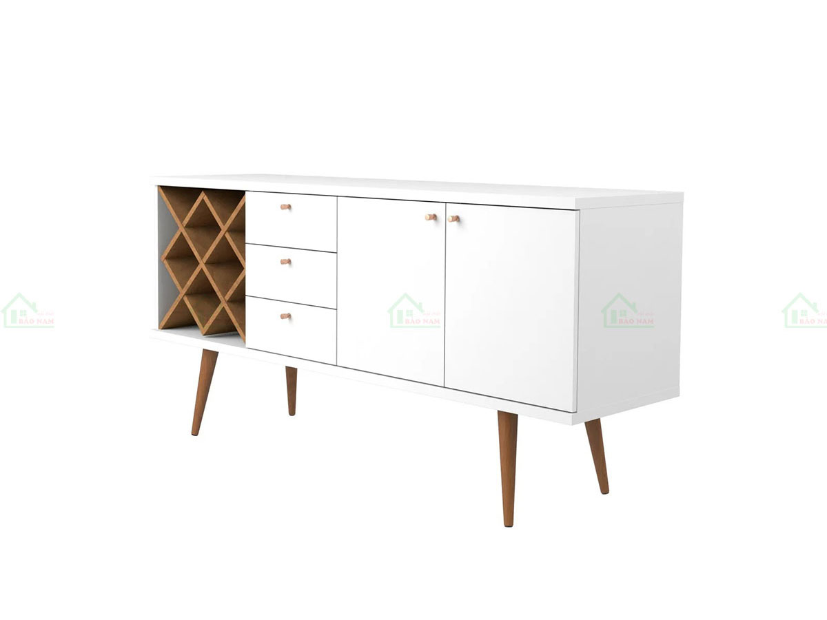 Thiết kế chân gỗ cao tạo điểm nhấn độc đáo, giúp kệ tivi thêm phần thanh thoát, nổi bật.