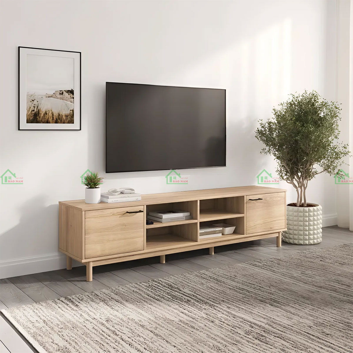 Kệ tivi phòng khách PK54 sở hữu thiết kế đơn giản, thanh lịch phù hợp với nhiều phong cách nội thất.