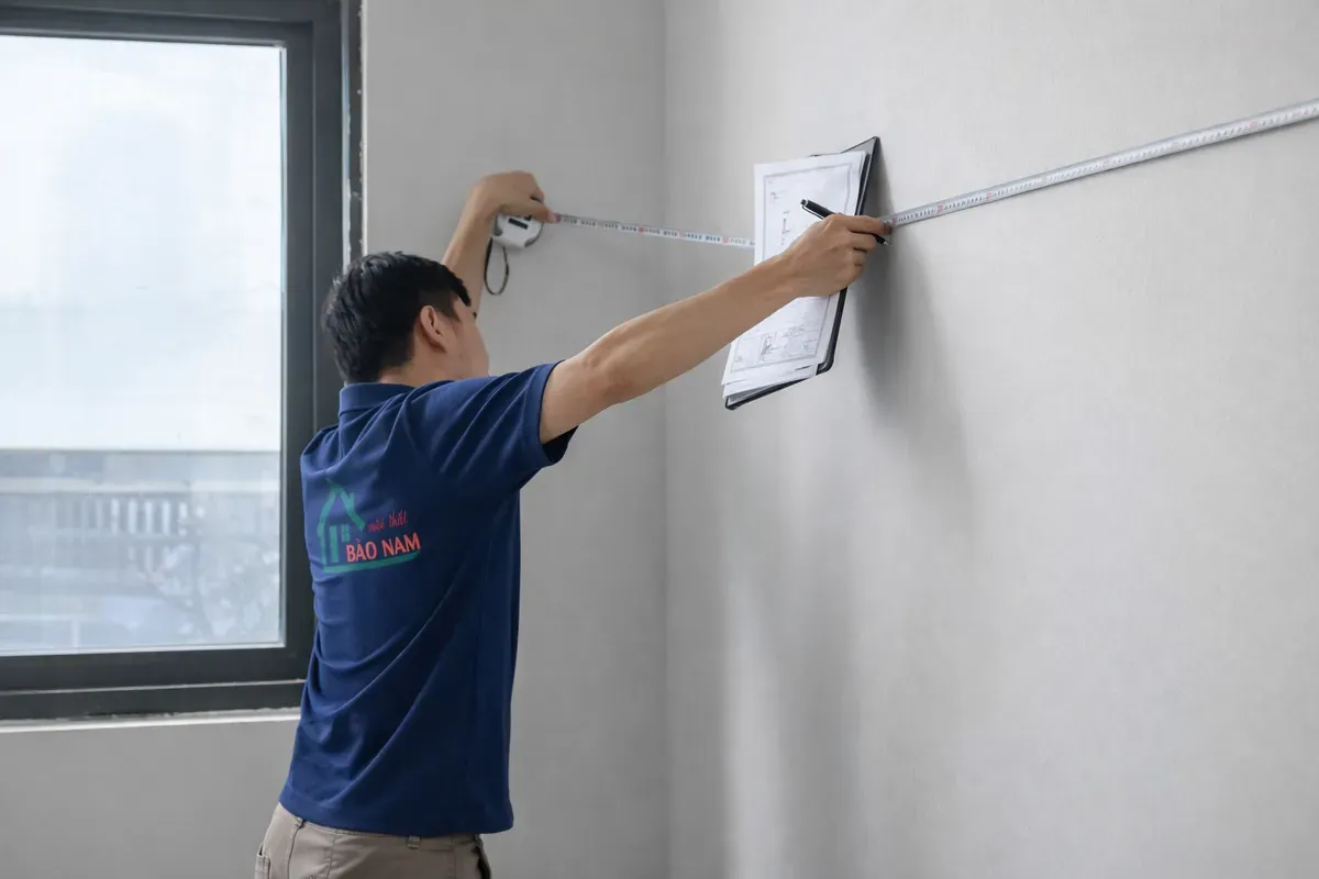 Đo đạc hiện trạng là bước quan trọng trước khi lập báo giá chi tiết.