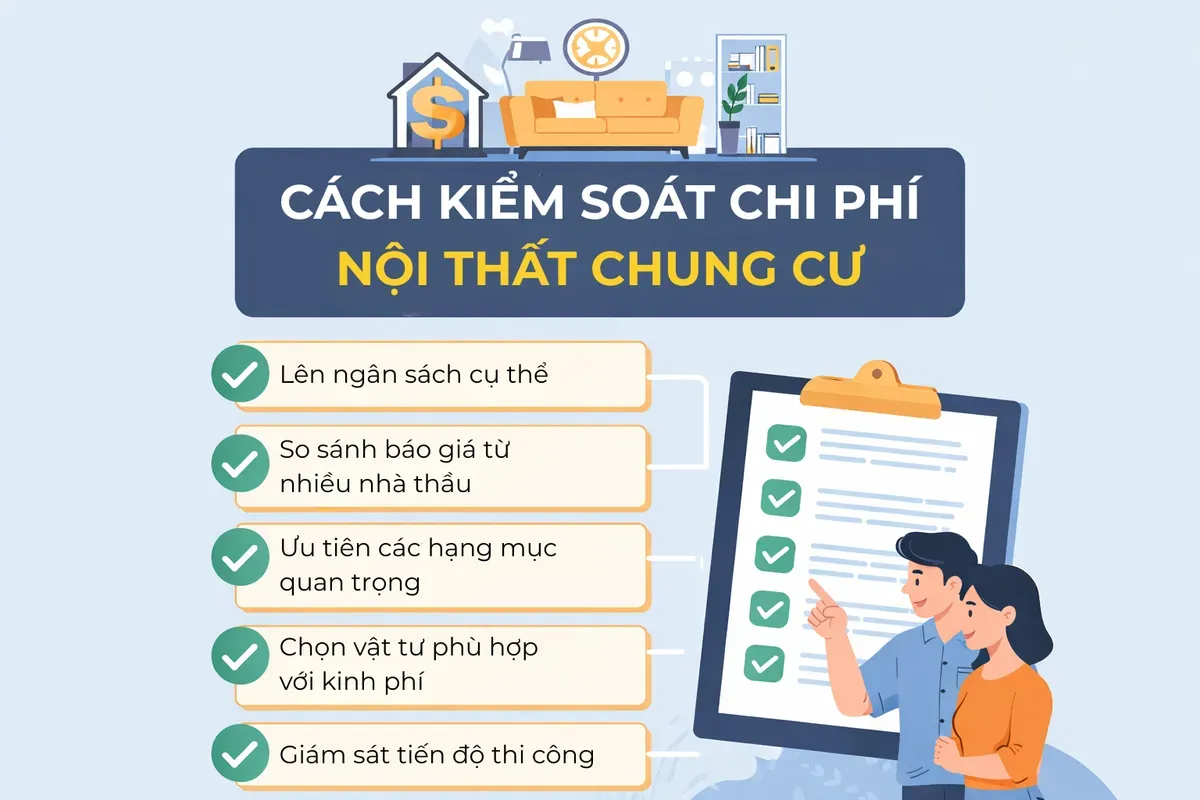 cách kiểm soát chi phí nội thất chung cư