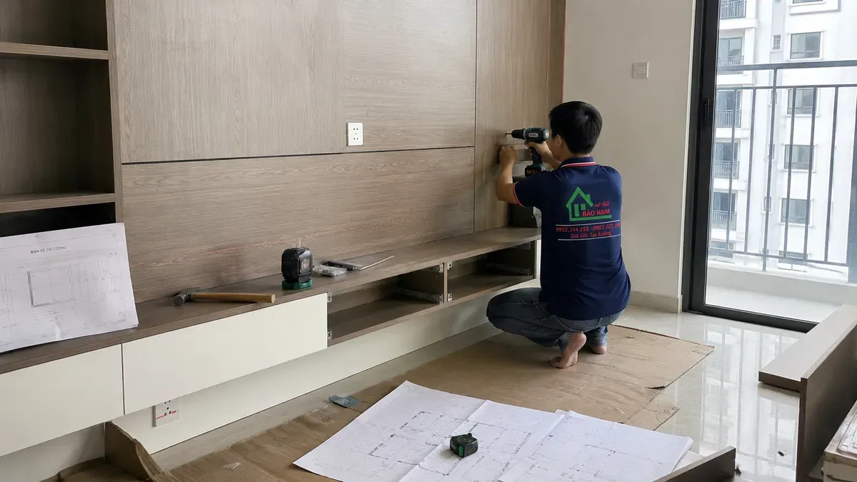 Hoàn thiện lắp đặt các hạng mục nội thất tại công trình.