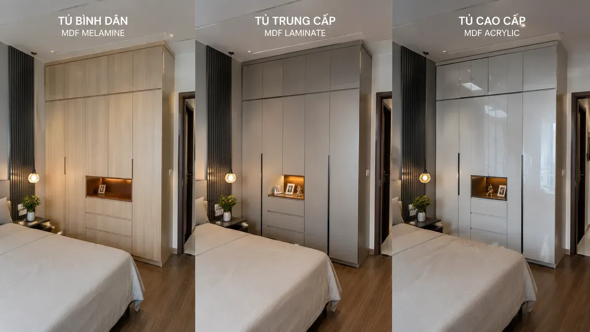 Gợi ý lựa chọn tủ quần áo theo từng mức ngân sách từ phổ thông đến cao cấp.