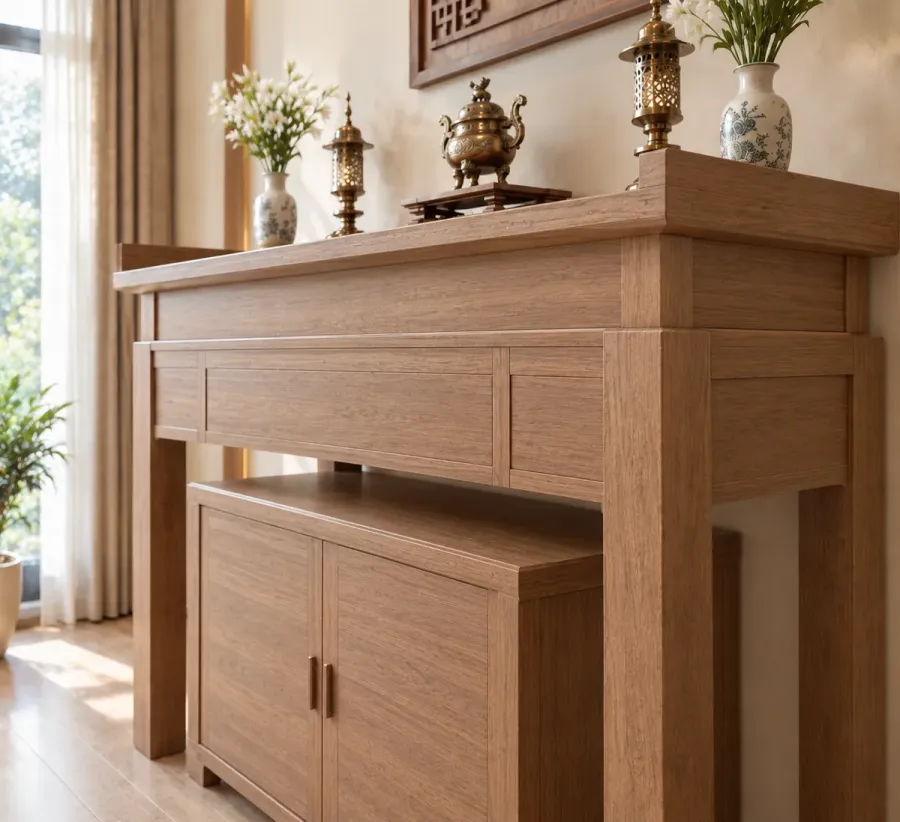 Góc chụp gần làm nổi bật mảng Melamine vân gỗ và sự chuyển tiếp giữa các bề mặt của PT-16.