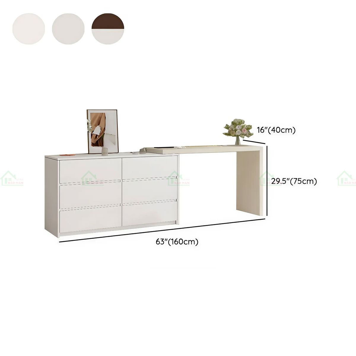 Mẫu Bàn Trang Điểm Thông Minh Màu Trắng Hiện Đại BTD06