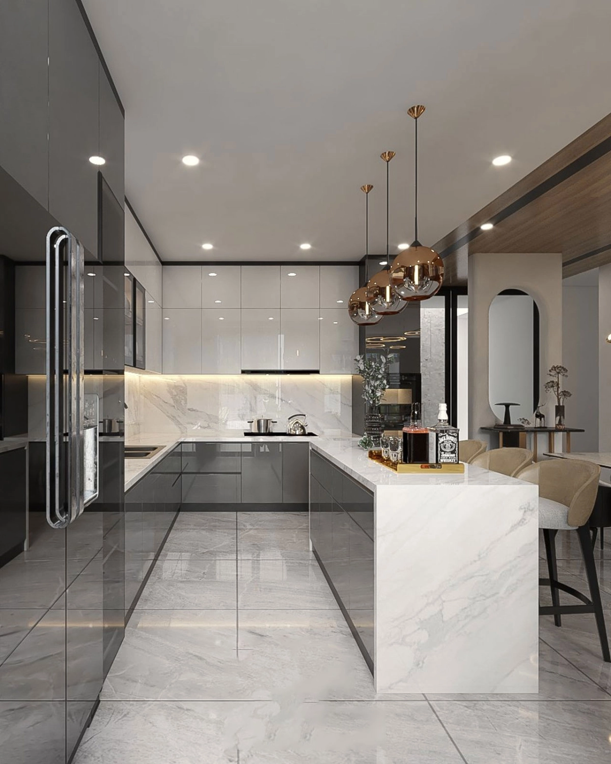 Tủ bếp Acrylic bóng gương đẳng cấp và độc đáo