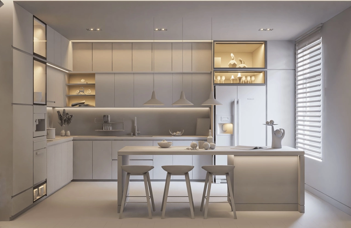 Tính thẩm mỹ và độc đáo với Tủ bếp Melamine an cường tuyệt vời
