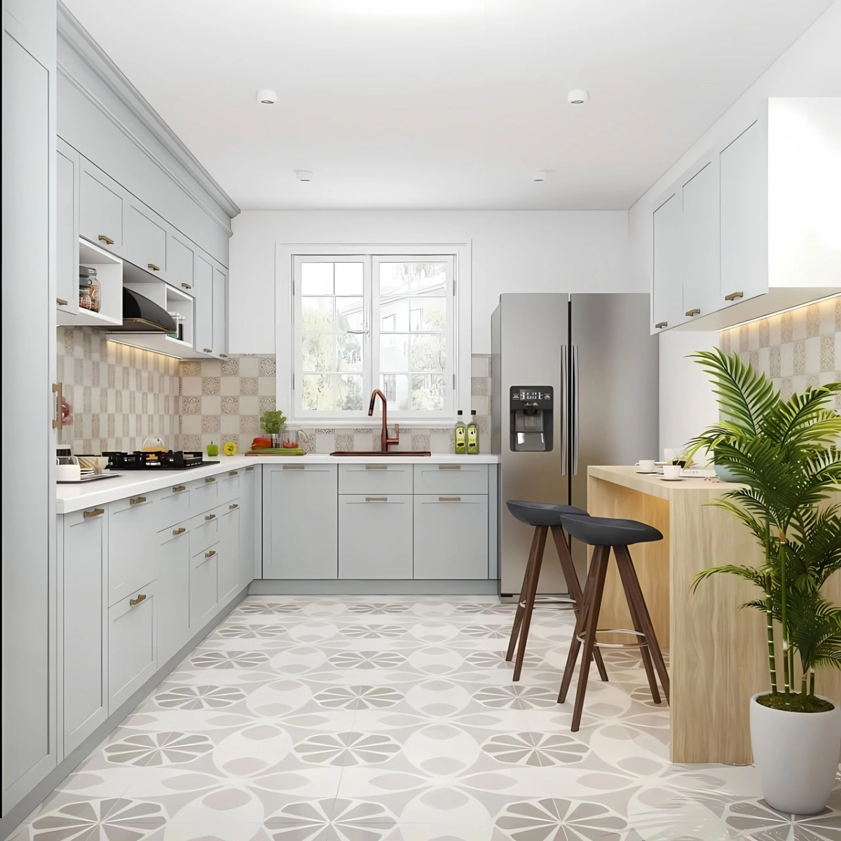 Mẫu tủ bếp Laminate đẹp hiện đại