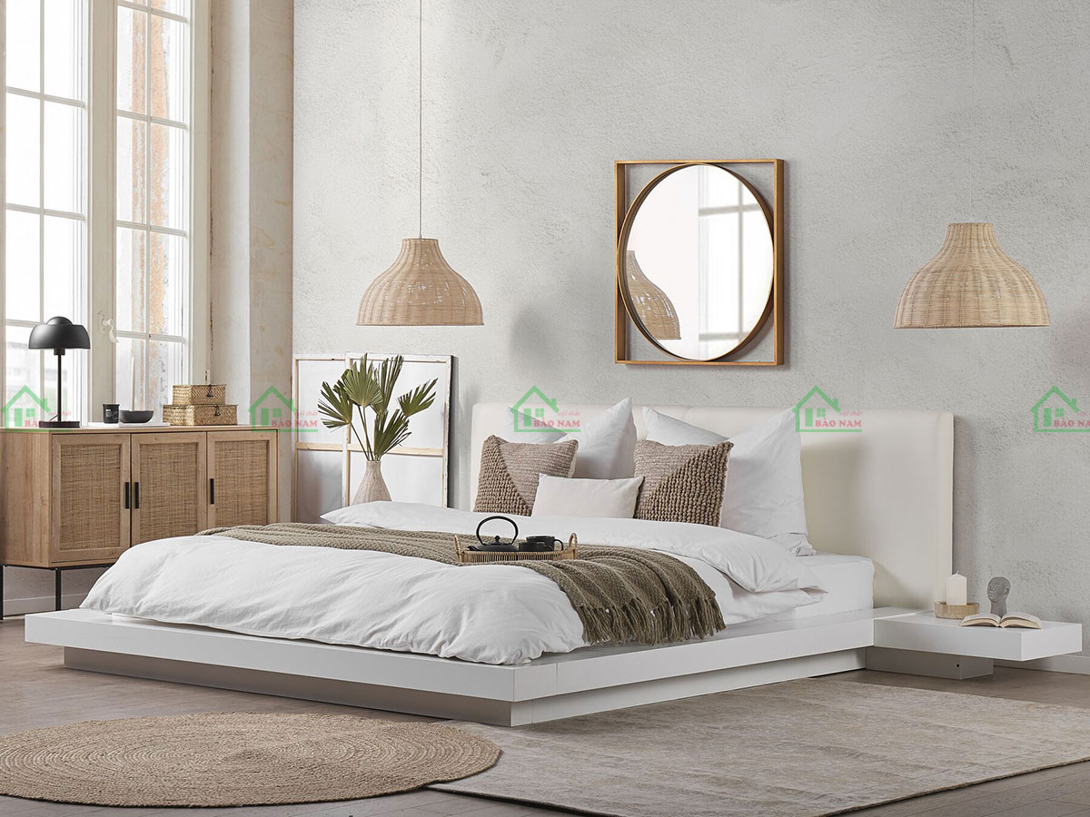 Mẫu Giường Ngủ Gỗ MDF Kiểu Nhật Đẹp Hiện Đại GN30