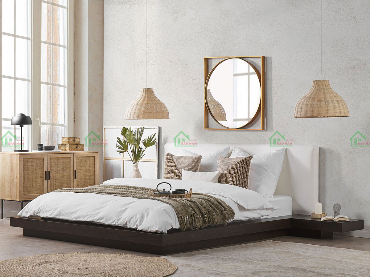 Mẫu Giường Ngủ Gỗ MDF Kiểu Nhật Đẹp GN30
