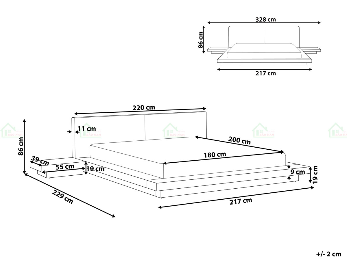 Mẫu Giường Ngủ Gỗ MDF Kiểu Nhật Đẹp Hiện Đại GN30