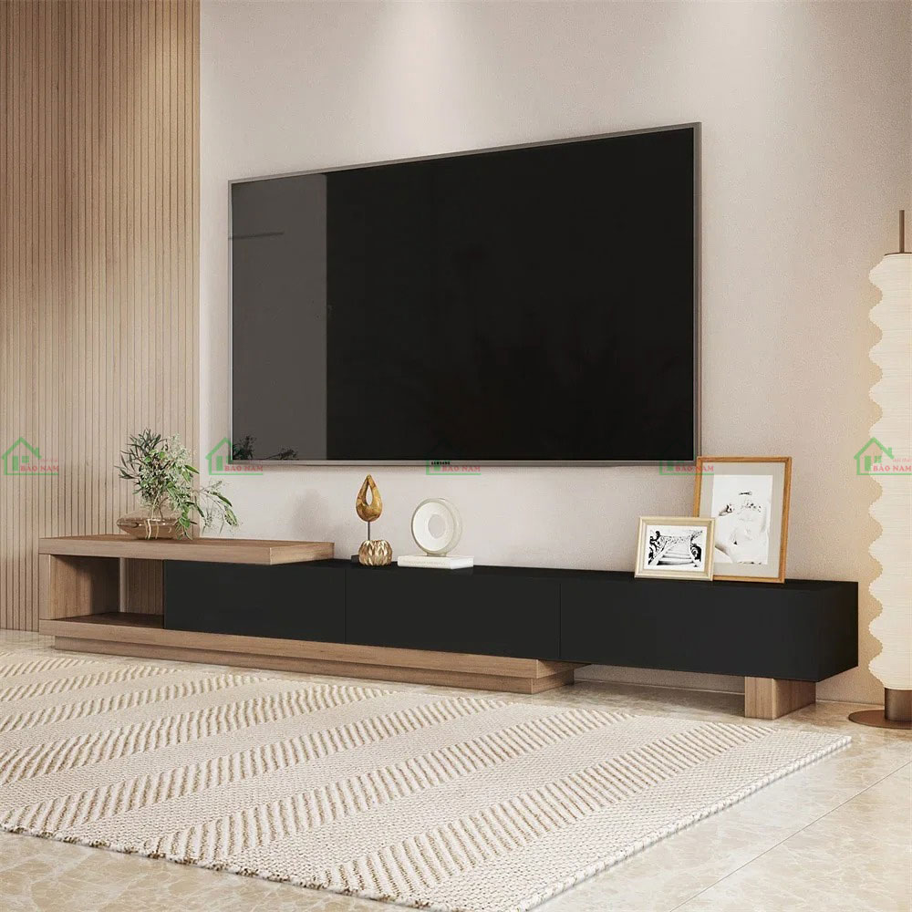 Mẫu kệ tivi PK38 có thiết kế đơn giản, tối ưu không gian với các tông màu trung tính, phù hợp với nhiều phong cách nội thất.