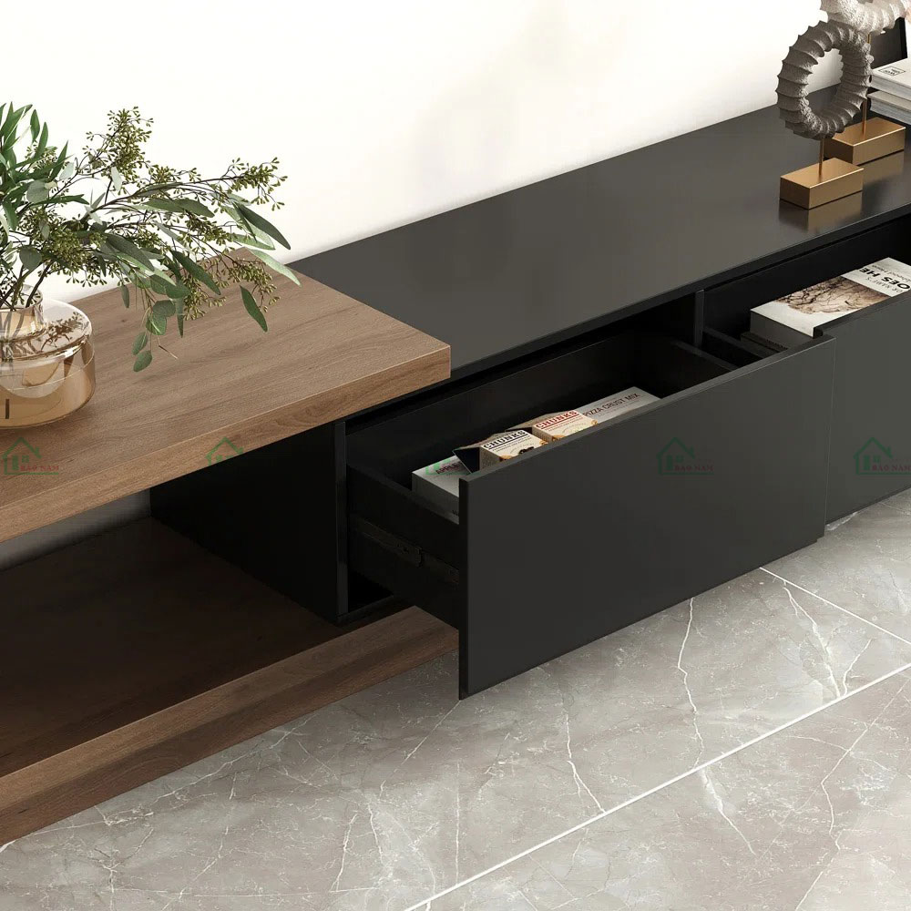 Mẫu kệ tivi được sản xuất theo kích thước, đáp ứng tối đa nhu cầu lưu trữ của bạn.